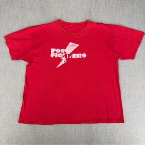 2007 Foo Fighters Logo Band Tour Music Red XL Shirt Grunge Holes Frayed Collar